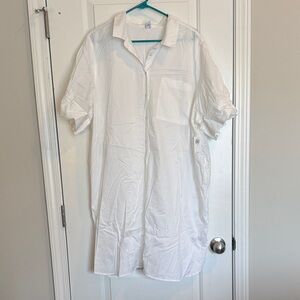 Old Navy White Short-Sleeve Shirt Dress